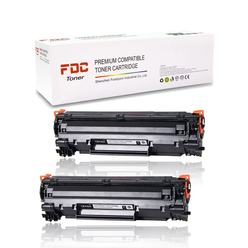 FDC Print Toner CB436A 36A Toner Cartridge Compatible for HP LaserJet M1522n M1522nf MFP P1505 P1505n M1120 M1120n Printers Ink 2,000 Pages (2-Pack ) - Image 1
